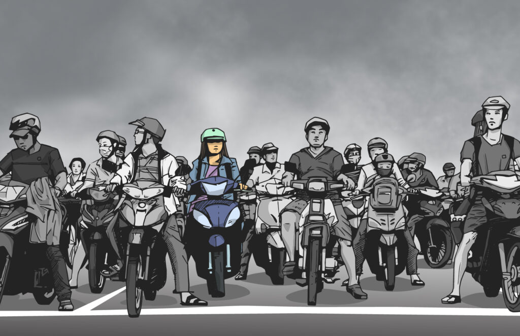 Illustration of motorcyclists by Shutterstock