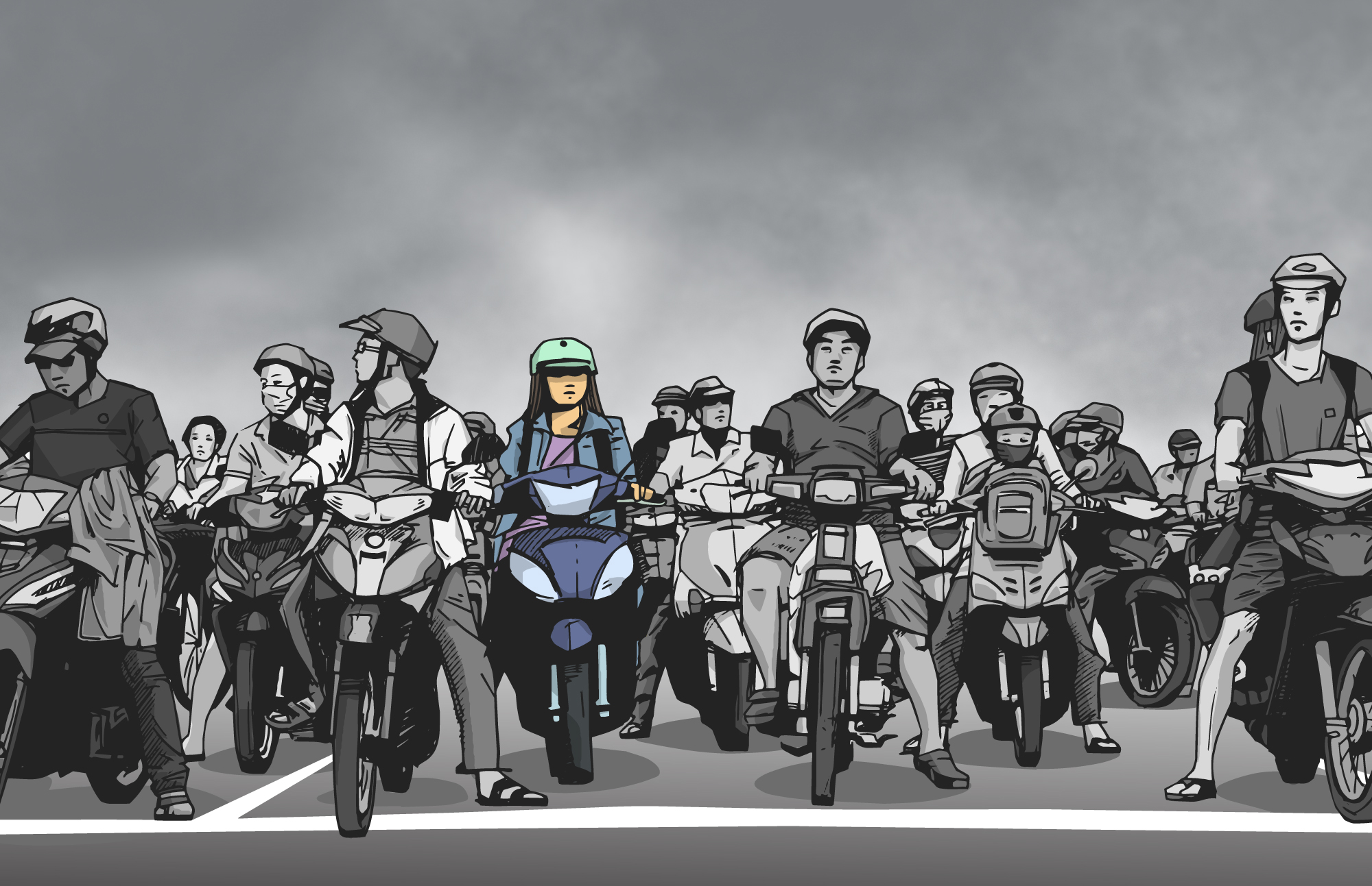 Illustration of motorcyclists by Shutterstock