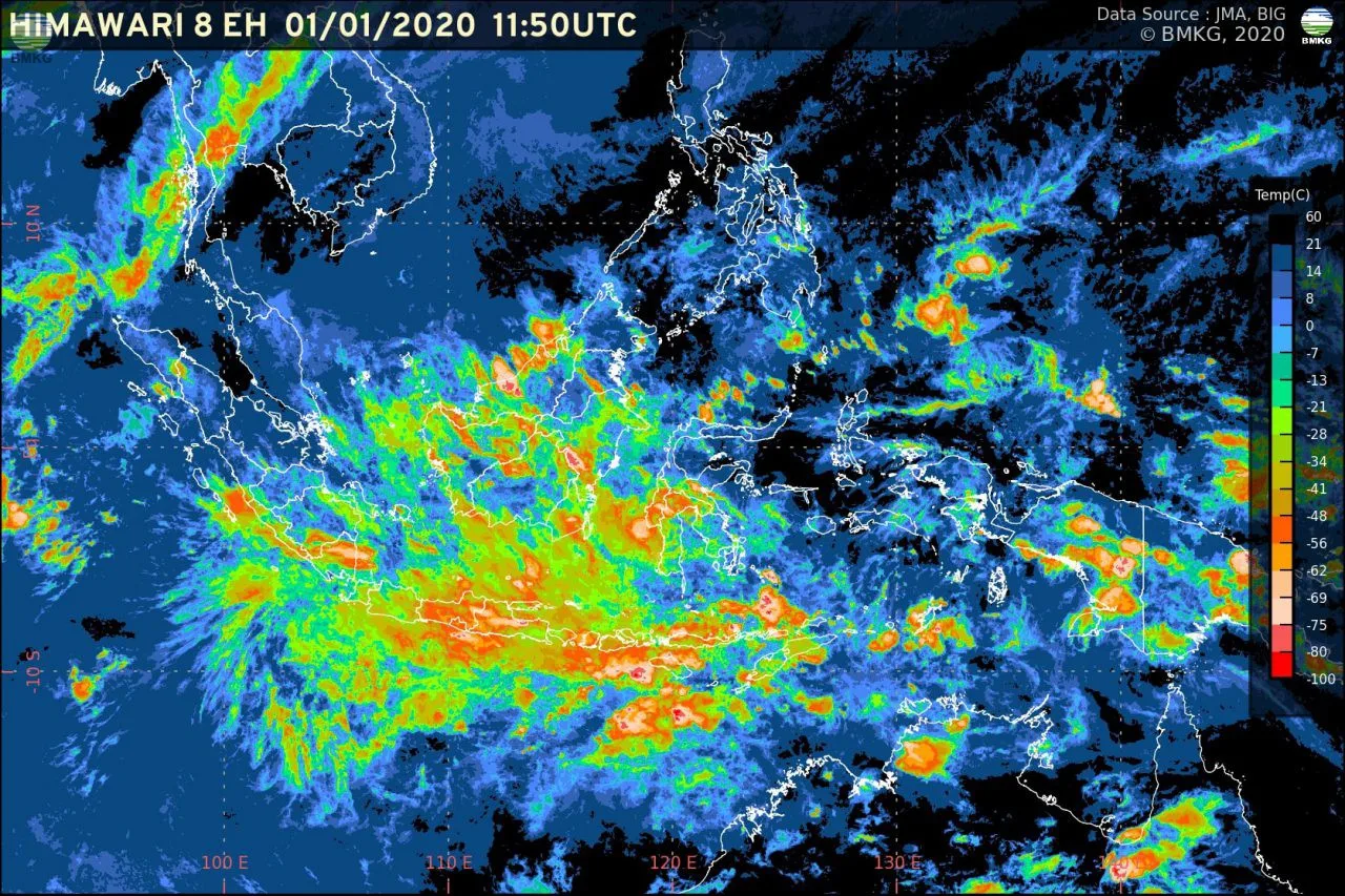 Peringatan cuaca: musim kemarau di Indonesia, namun beberapa wilayah masih mengalami hujan sedang hingga lebat.