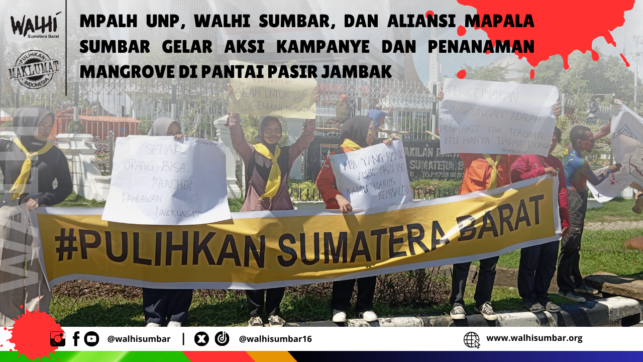 Menanam mangrove di Pantai Pasir Jambak, Padang: aksi kampanye yang melibatkan mahasiswa pecinta alam dan aktivis lingkungan Sumatera Barat.