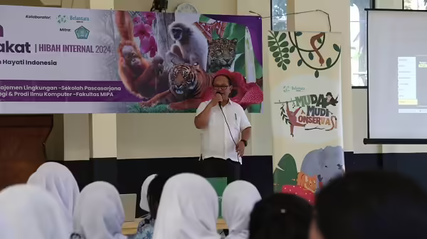 Universitas Pakuan dan Belantara Foundation menyelenggarakan edukasi literasi tentang keanekaragaman hayati Indonesia di SMAN 1 Sukaraja, Kabupaten Bogor, Rabu, 23 Oktober 2024. (Dokumentasi Universitas Pakuan dan Belantara Foundation)