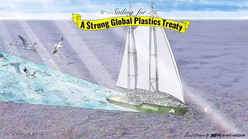 Kampanye global mendorong pengurangan produksi plastik. (Foto: via Greenpeace Indonesia)